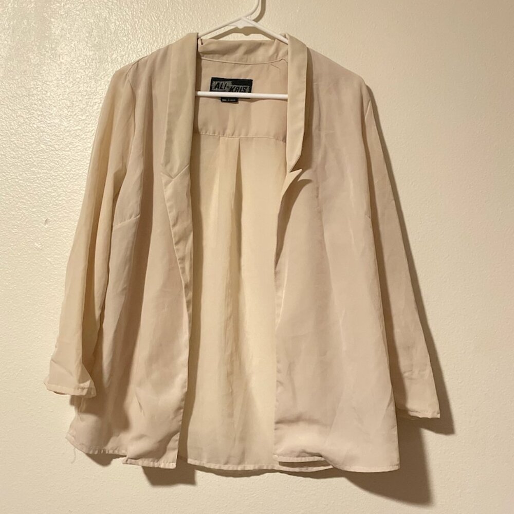 long sleeve open front blazer shirt